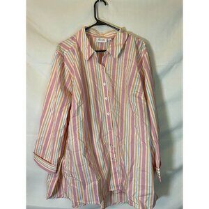 D & CO WOMENS PLUS SIZE 2X PINK TOP SHIRT BLOUSE BUTTON UP 20W Tunic office